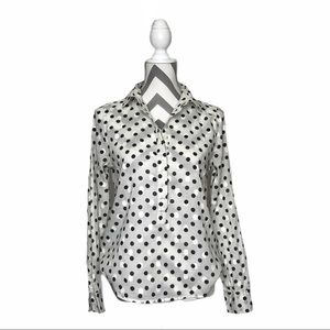 J. Crew-Black & Cream Polka Dot Button down halfway-Shirt-EUC-Sz XS